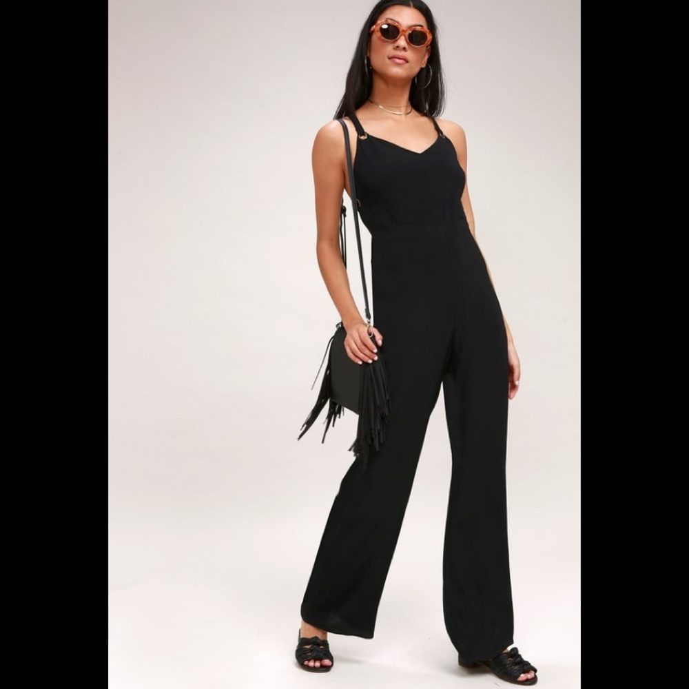 New Without Tags! Black Lace-Up Jumpsuit